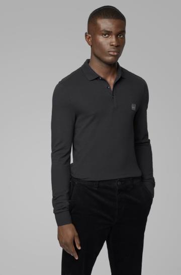 Koszulki Polo BOSS Slim Fit Czarne Męskie (Pl46125)